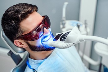 A man getting professional teeth whitening