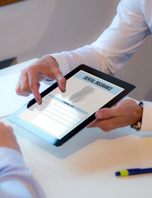 Dental insurance forms on tablet computer