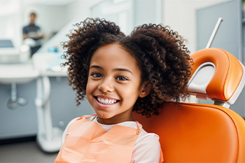 dentist reviewing xray with child in treatment room