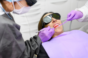 a patient receiving gum disease treatment